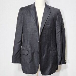 Hickey Freeman Sport Coat Blazer Loro Piana‎ Mens 44 Gray Plaid Made In USA